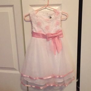 Toddler girl pink and white dress